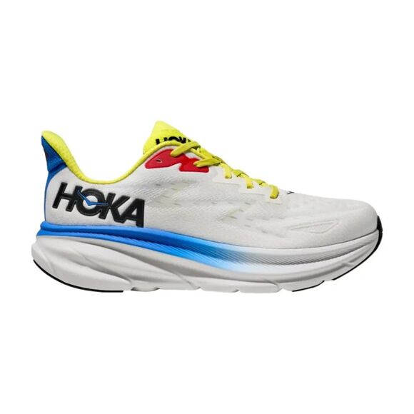 NIB Hoka One Men\'s Clifton 9 Running Athletic Sneakers BVR WHITE BLUE‎ YELLOW